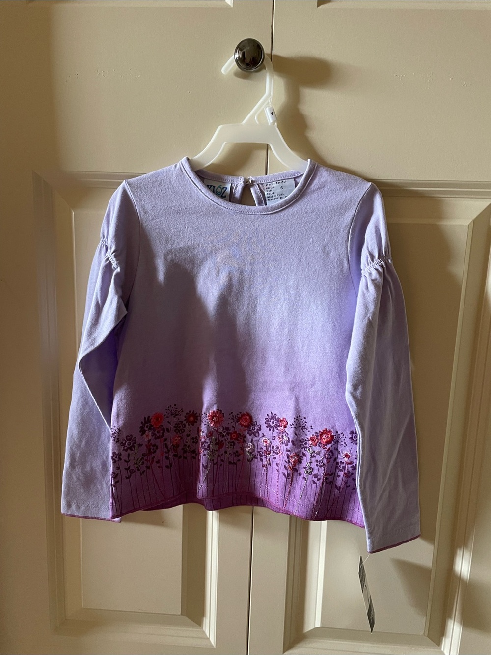 Kids Lavender Floral Hem Long-Sleeve Top